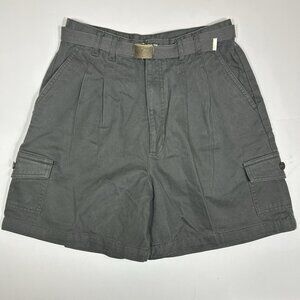 Vtg New Premier International Women Cargo Shorts Belted Dark Gray Pleated Sz 12